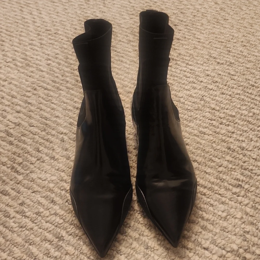 Theory Project Black Ankle Boots Leather Synthetisches Material Size 37
